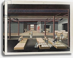 Постер Школа: Китайская 19в. The Crating and Packing of Bowls and Dishes, plate 12 in a series of twelve depicting the process of Chinese porcelain manufacture, 19th century