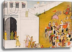 Постер Школа: Индийская 18в Illustration to the Ramayana: Rama enters Mithila to perform an archery contest, c.1775-80