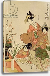 Постер Утамаро Китагава P.351-1945 Scene 4, Comparison of celebrated beauties and the loyal league, c.1797