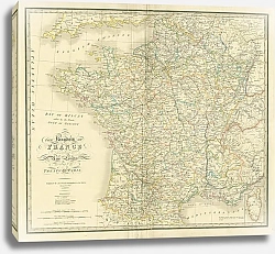 Постер Карта Королевства Франции, 1838 г. 1