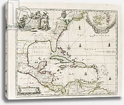 Постер Модерн Робер (грав) A New Map of the English Plantations in America, 1673