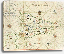 Постер Школа: Итальянская 17в. Sicily and the Straits of Messina, from a nautical atlas, 1646