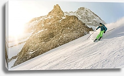 Постер Лыжник на крутом спуске
