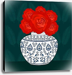 Постер Хантли Клэр (совр) Ming vase with Roses