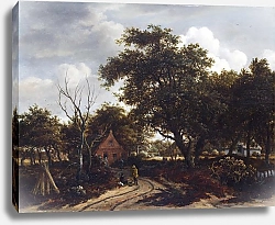 Постер Хоббема Мейндрат (Meindert Hobbema) Домики в лесу
