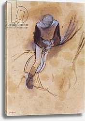Постер Дега Эдгар (Edgar Degas) Jockey flexed forward standing in the saddle, 1860-90