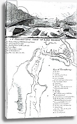 Постер Школа: Америка (18 в) A Perspective View of Lake George and a Plan of Ticonderoga