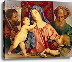 Постер Тициан (Tiziano Vecellio) Madonna of the Cherries with Joseph, St. Zacharias and John the Baptist