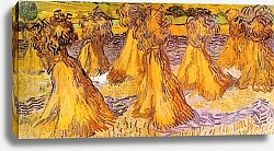 Постер Ван Гог Винсент (Vincent Van Gogh) Поле с пшеничными скирдами