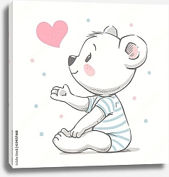 Постер Симпатичные медвежонок и сердечко