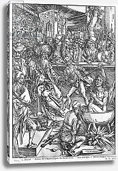 Постер Дюрер Альбрехт Scene from the Apocalypse, The martyrdom of St. John the Evangelist, Latin edition, 1511