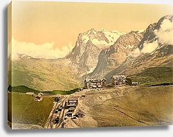 Постер Швейцария. Горный перевал Клайне-Шайдер и гора Веттерхорн
