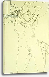 Постер Шиле Эгон (Egon Schiele) Kneeling Nude from the front; Kniender Akt von Vorn, 1914