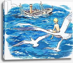 Постер Мендоза Филипп (дет) Riding a Seagull, illustration from 'The Water Babies' by Charles Kingsley, 1965