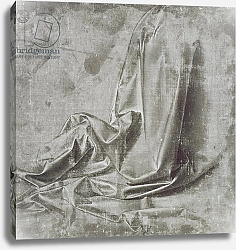 Постер Леонардо да Винчи (Leonardo da Vinci) Drapery study for a kneeling figure in Profil Perdu to the right, c.1472-75