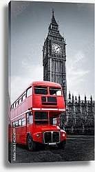 Постер Лондон, Англия. Красный автобус и Биг Бен