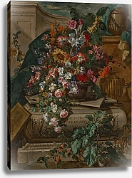 Постер Моннуайе Жан-Батист Flowers in an urn on a sarcophagus