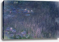 Постер Моне Клод (Claude Monet) Waterlilies: Reflections of Trees, detail from the left hand side, 1915-26