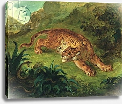 Постер Делакруа Эжен (Eugene Delacroix) Tiger and Snake, 1858