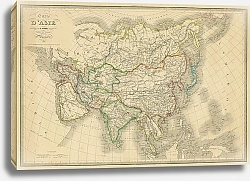 Постер Карта Азии: Европейская и Азиатская части России, Китайская Империя и страны Персидского залива, 1844 г. 1