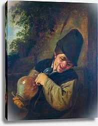 Постер Крестьянин, держащий кувшин и трубку