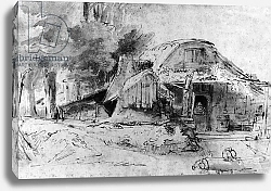Постер Рембрандт (Rembrandt) Cottage on the Outskirts of a wood