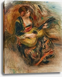 Постер Ренуар Пьер (Pierre-Auguste Renoir) Jeune femme assise jouant de la guitare