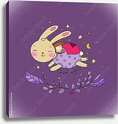 Постер Спящая девочка и зайчик