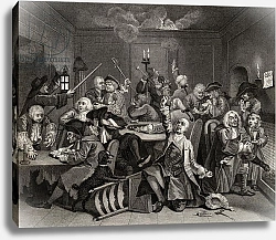 Постер Хогарт Уильям Scene in a Gaming House, plate VI from 'A Rake's Progress', 1833