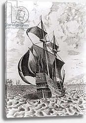 Постер Брейгель  (последователи) Ship, engraved by Hieronymus Cock
