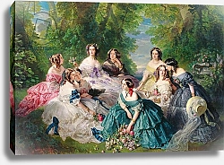 Постер Винтерхальтер Франсуа Empress Eugenie Surrounded by her Ladies-in-Waiting, 1855