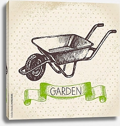 Постер Иллюстрация с садовой тачкой