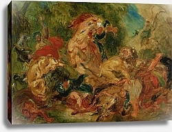 Постер Делакруа Эжен (Eugene Delacroix) Study for The Lion Hunt, 1854