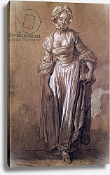Постер Грёз Жан-Батист Standing Young Girl, study for 'The Village Agreement'