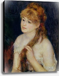 Постер Ренуар Пьер (Pierre-Auguste Renoir) Young Woman Braiding her Hair, 1876