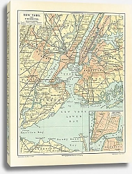 Постер Карта Нью-Йорка и его окрестностей, конец 19 в. 1