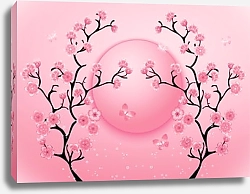 Постер Розовые цветы вишни весной