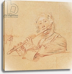 Постер Ватто Антуан (Antoine Watteau) Man Playing a Flute, c.1710