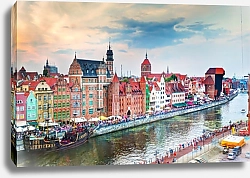 Постер Польша, Гданьск. Вид на набережную с воздуха