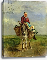 Постер Тройон Констан Country Woman Riding a Donkey