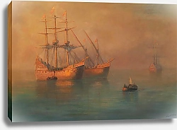 Постер Айвазовский Иван Флотилия Колумба в дымке