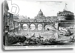 Постер Пиранези Джованни View of the Bridge and Castel Sant'Angelo, from the 'Views of Rome' series, c.1760