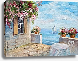 Постер Дом у моря с цветником