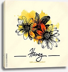 Постер Медовые цветы с желтой кляксой