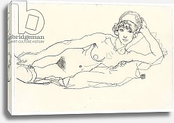 Постер Шиле Эгон (Egon Schiele) Reclining Nude; Liegender Akt, 1914
