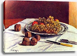Постер Сислей Альфред (Alfred Sisley) Натюрморт, виноград и орехи