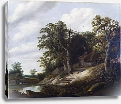 Постер Декер Корнелис Домик на берегу потока среди деревьев