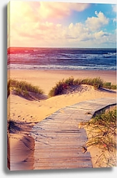 Постер Морской пейзаж на закате, деревянный настил к морю, Израиль