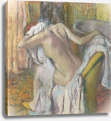 Постер Дега Эдгар (Edgar Degas) После купания, вытирающаяся женщина