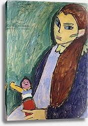 Постер Явленский Алексей Girl with Doll, 1910